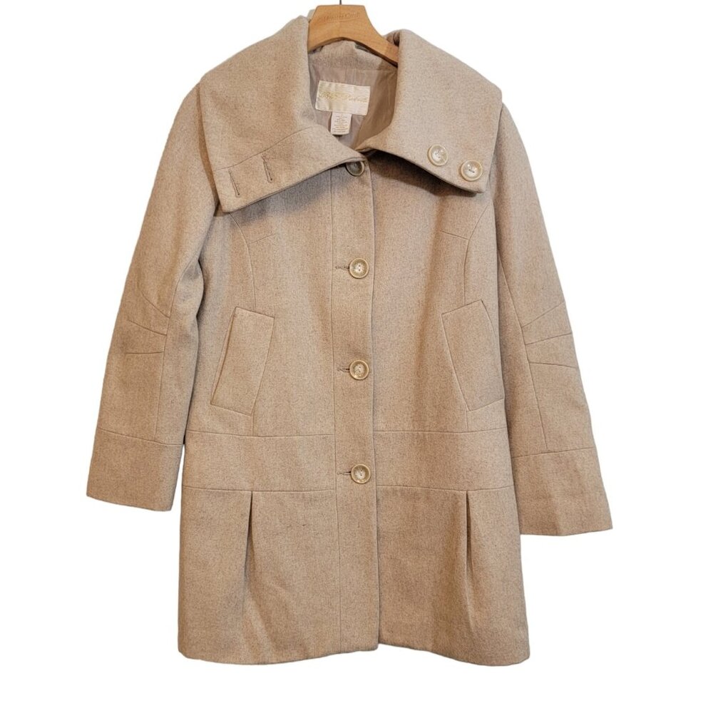 BB Dakota Coat Beige Tan Wool Blend Classic Coat Jacket Classic Boho Medium
